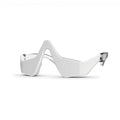 Wit oogmasker met twee kappen en metalen scharnieren, open draagvorm
