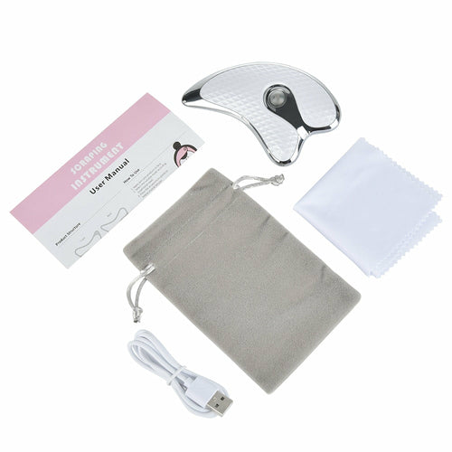 Elektrische gezichts-schraper met accessoires: opbergtas, doekjes en USB-kabel