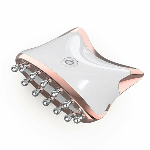 Guasha-LED EMS-apparaat, wit met roségouden rand en knoprij