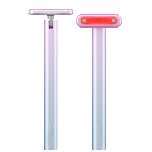 Paarse 4-in-1 gezichts- en nekverzorgingstool met rode LED-balk